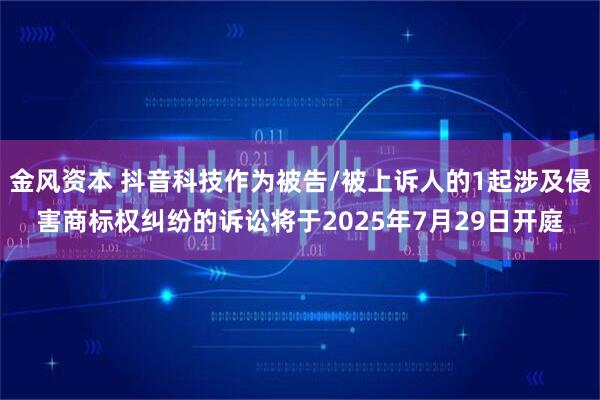 金风资本 抖音科技作为被告/被上诉人的1起涉及侵害商标权纠纷的诉讼将于2025年7月29日开庭