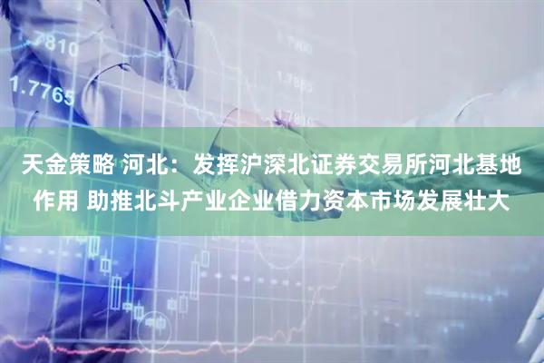 天金策略 河北：发挥沪深北证券交易所河北基地作用 助推北斗产业企业借力资本市场发展壮大
